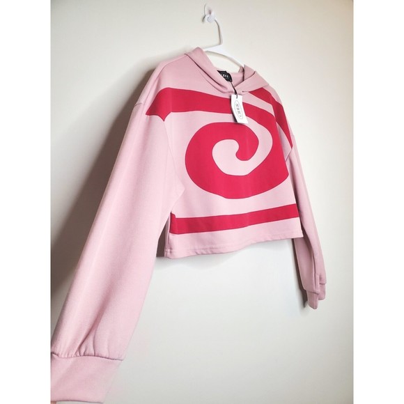 Cider Cropped Red Swirl Dusty Pink Hoodie - Picture 3 of 14
